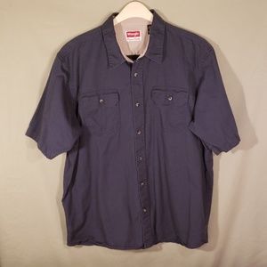 Wrangler - Navy Blue Button Down Shirt Men's Size XL